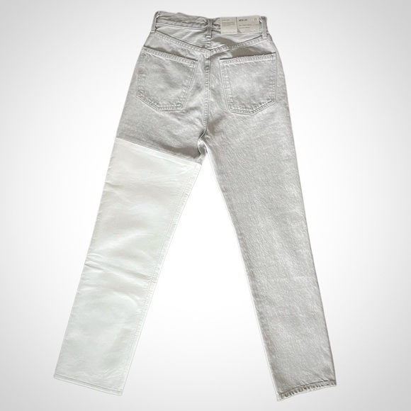 Agolde 90s Pinch Waist High Rise Straight Leg Leather Patch Jeans - Size… - Picture 5 of 11